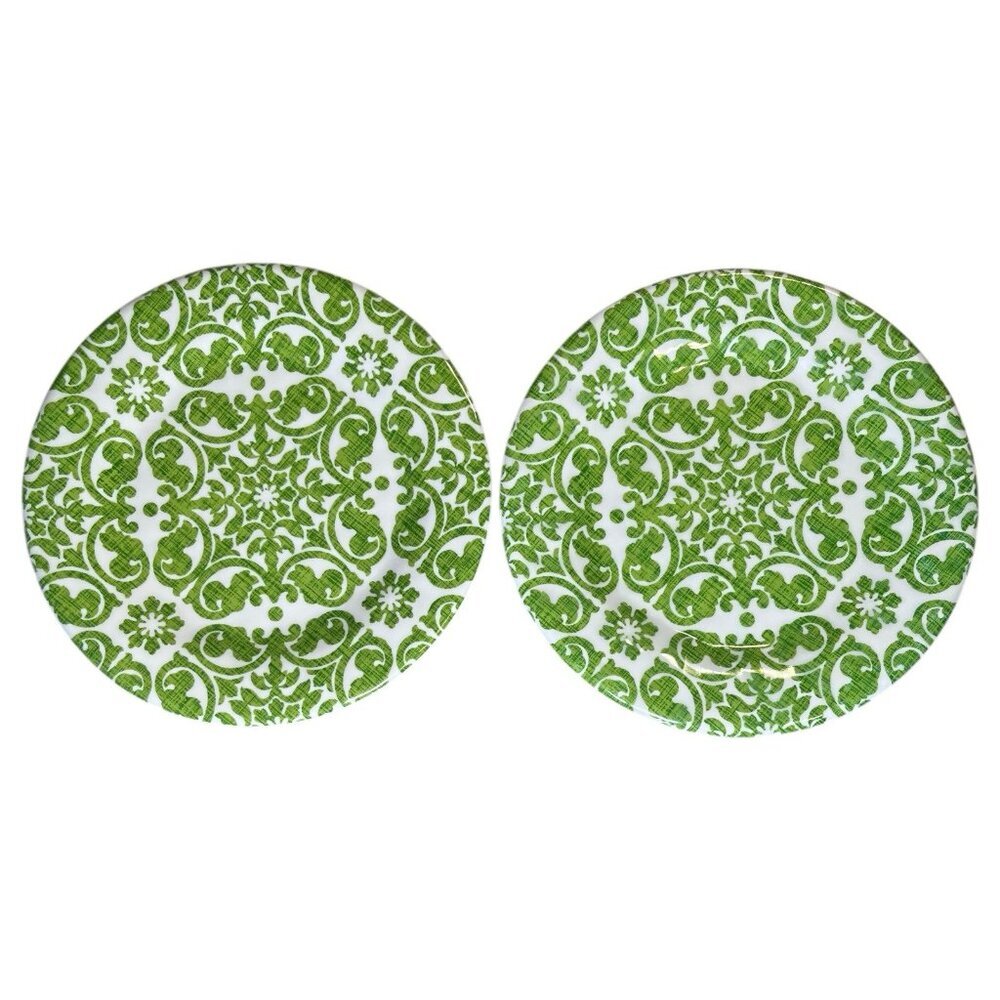 2 Pier 1 Royal Regal Trellis Green‎ Melamine 8 3/8” Salad Plates